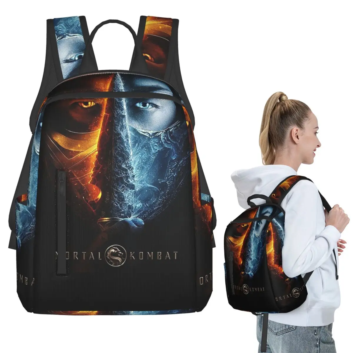 Mortal Kombat Look Backpack Student BookBag Boys Girls School Bag Laptop Shoulder Bags Men Women