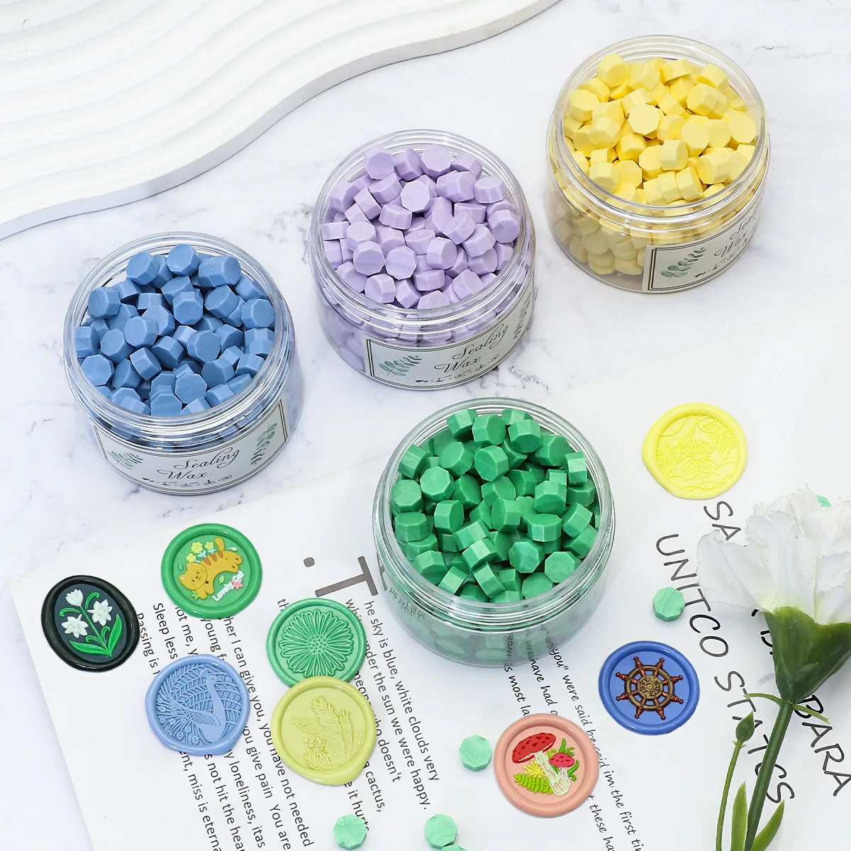 منحوتة نمط خمر ختم الشمع ختم المثمن الخرز للدعوات هدية الكريسماس صندوق المطاط ختم ديكور مجلة ختم