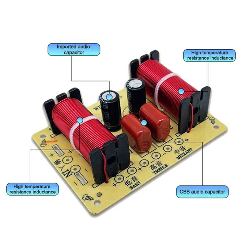 T85C 150W HiFi Crossover Filter Module -305 3 Way Speaker Frequency Divider for DIY Home Speaker Treble Medium Bass