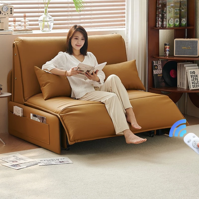 

Electric sofa bed, multifunctional, foldable, study room, bedroom, sliding, retractable, storage, light luxury