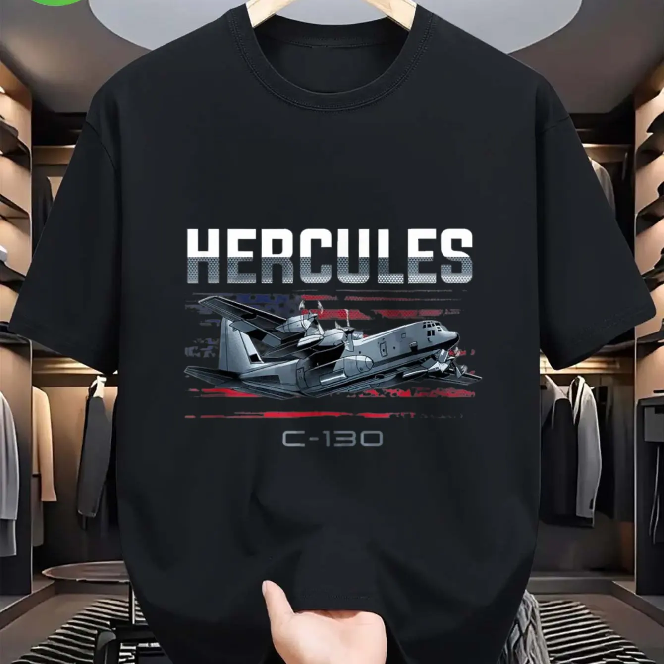 Camiseta masculina C-130 Hercules Aircraft, camiseta casual de algodão com estampa gráfica C-130 Herc, camisetas masculinas para o verão