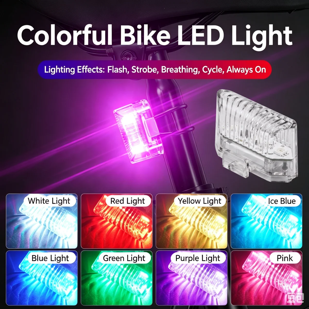 USB Rechargeable RGB Motorcycle Safety Warning Lamp Flash High Visibility Taillight For MTB Road Bike E-Bikes Cycling Accessori