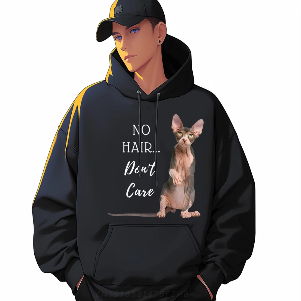 

No Hair Don It Care Hairless Cat Big And Tall Pullover Hoodies Anime Pullover Hoodies Graphic