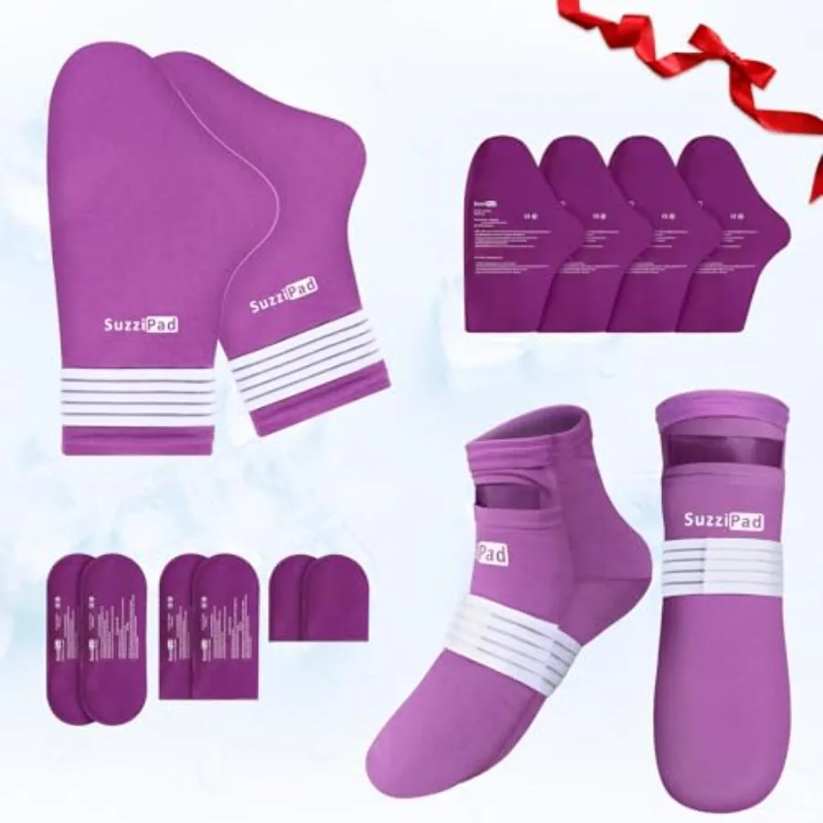 

SuzziPad Cod Socks and Hand, Cooing Goves for Chemotherapy, Chemo Care Package for Women and Men,,Purpe