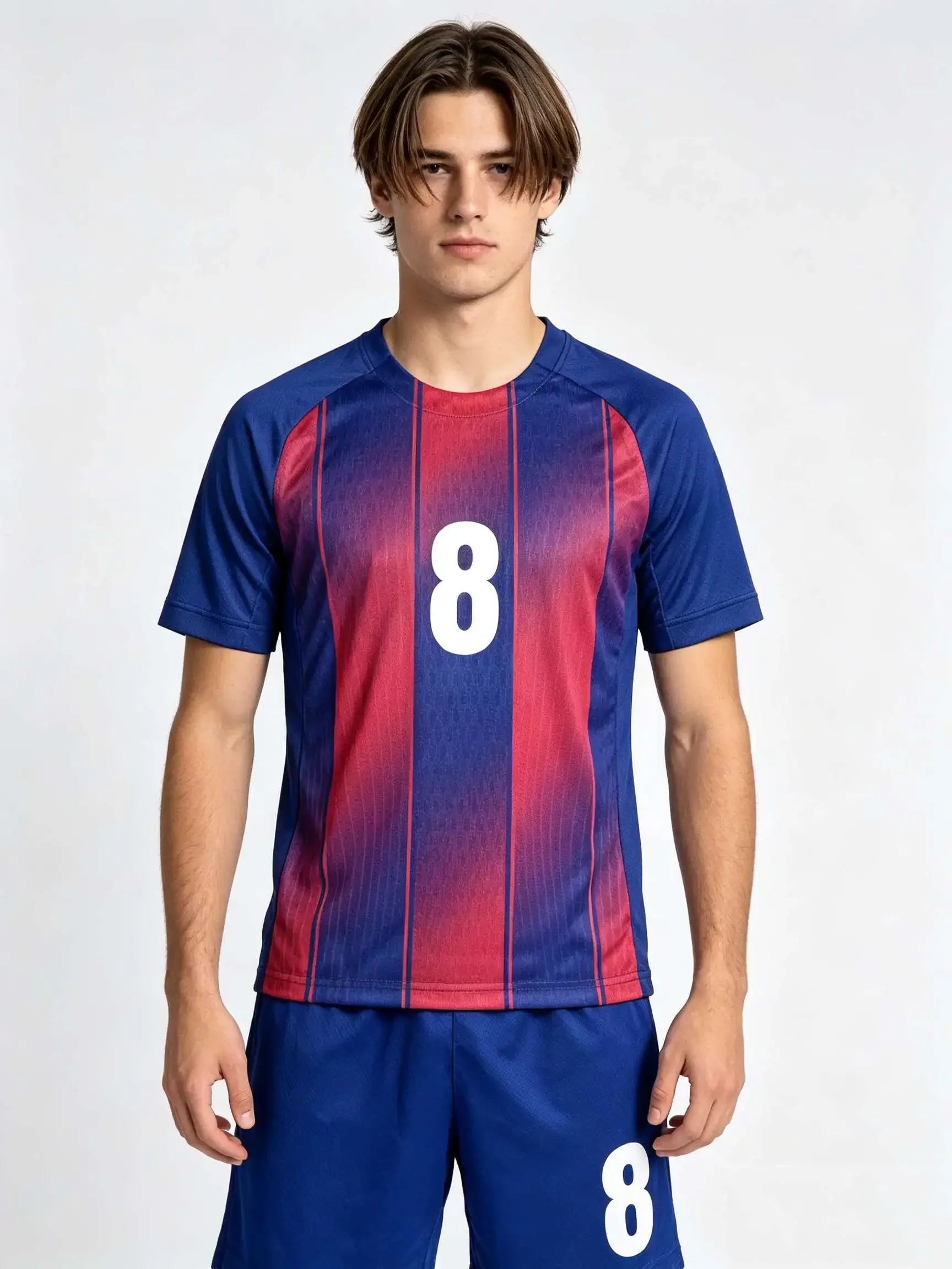 26/27 Unisex Blank Soccer 2‑Piece Set, Kids Adults Parent‑Child Kit, Custom No.8  for School Outdoor Team Sports red 10
