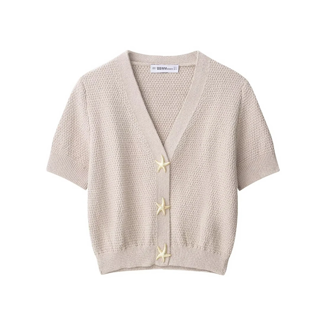 

Women's Solid Color Knit Jacket Trendy Star Button Structure Top Fashion 2025 New Wear