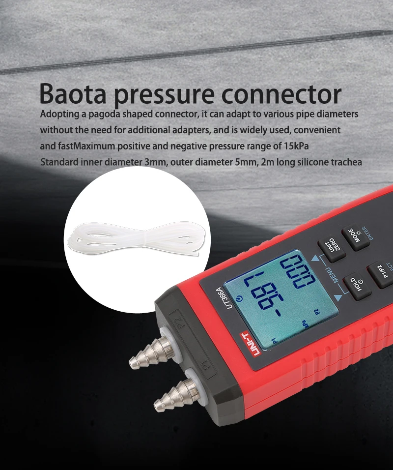 UNI-T UT366A مقياس الضغط الرقمي قياس فرق الضغط السطحي سرعة الرياح ضغط الهواء مقياس الضغط التفاضلي متر