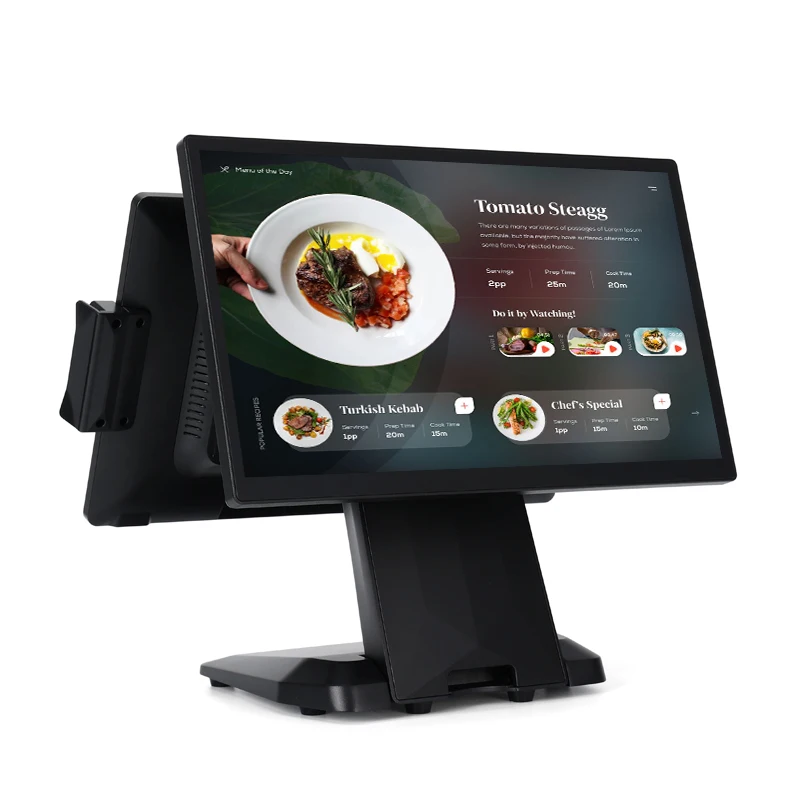 Dual Screen Touch SDK POS Systems 15.6 Inch Restaurant Point Of Sales System Rfid POS Terminal With 11.6 Inch Display And MSR