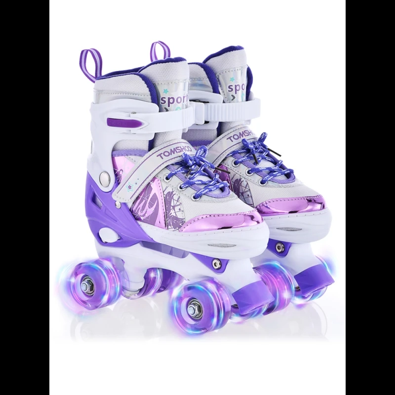 Jongens Meisjes Kinderschaatsen Kinderen Rolschaatsen Schaatsschoenen PU Knippert 4 Wielen Rolschaatsen Glijden Verstelbare Quad Sneakers - afbeelding 2