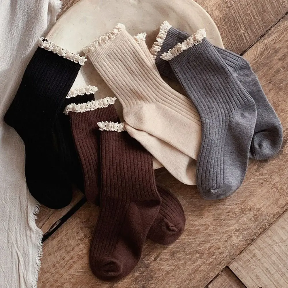 

Calf Socks Lace Stuff Lolita Sock Soft Solid Color Girl Long Socks Kids Knee High Stocking