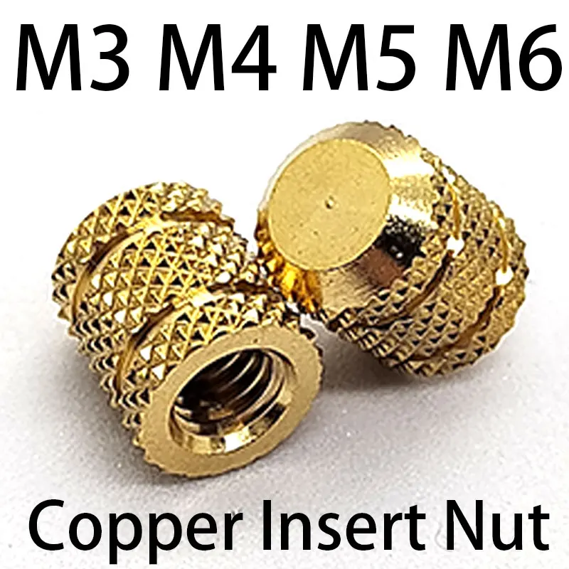 M3 M4 M5 M6 Brass Heat Set Threaded Inserts Nuts Blind Hole Injection Molding Hot Melt Embedded Knurl Insertion Copper Nutsert