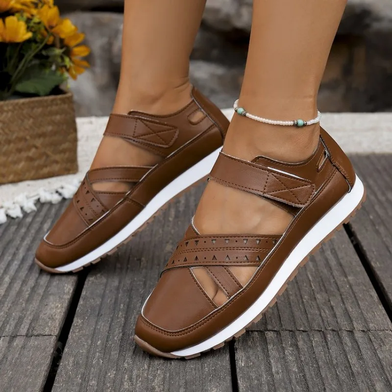 

Women Sandals New High Quality Buckle Strap Sandals Women New Closed Toe Office and Career Summer Solid Wedge Shoes for Women 43