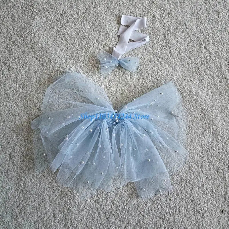 Newborn Photography Props Headband Photo Posing Bowtie Costume Baby Photo Decors Baby Shower Photoshoot Suit 2PCS