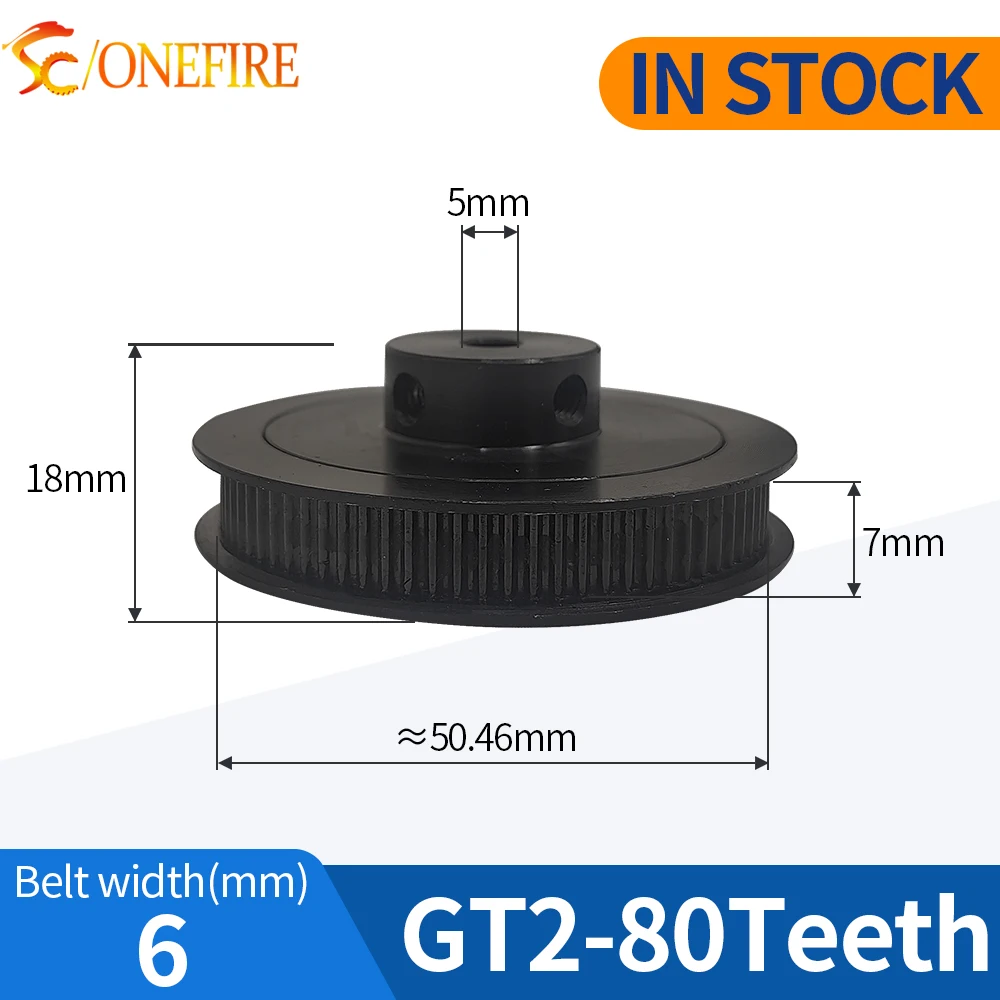 2GT 80 teeth Timing Pulley Bore 5mm Belt width 6mm GT2 Aluminum Alloy Pulley Transmission Components 3D Printer Parts