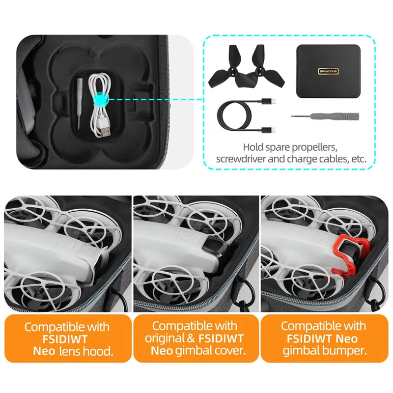 Tragetasche, Aufbewahrungstasche für DJI NEO Drone Goggles N3 Controller, komplettes Set, stoßfeste Hartschale, Reiseschutzabdeckung