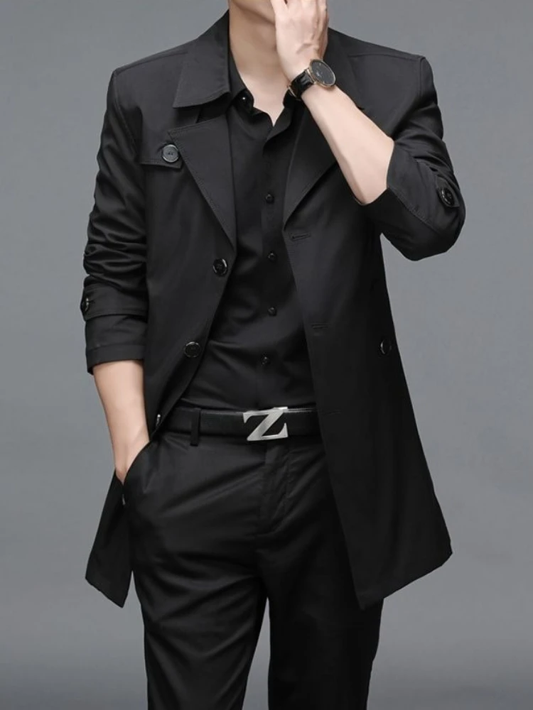 

Classic Design Men's Blazer Lightweight Polyester Coat for Spring Autumn Business Casual Middle Aged Men