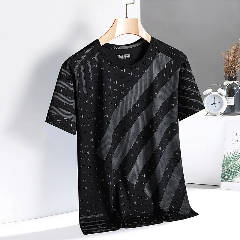 Quick Dry Sport T Shirt Men\'S 2024 Short Sleeves Summer Casual Black OverSize 3XL Top Tees GYM T-Shirt Tshirt Clothes