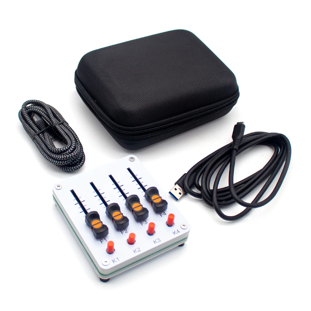 4-Channel 45mm MIDI Fader Controller with 4 Buttons, USB-C, Plug & Play for DAW Music Software