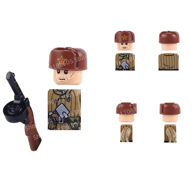 MOC اللبنات العسكرية التماثيل الحرب العالمية الثانية الشتاء الجنود السوفياتي الطرف الثالث هدايا العيد الحلي جمع.
