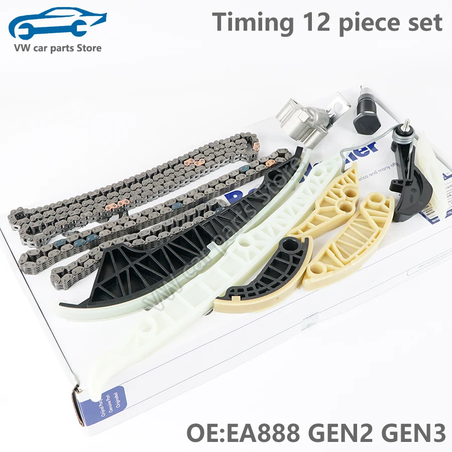 Timing Chain Kit (12 PCS) for AU-DI A3 A4 A5 A6 Q5 TT Allroad/ Beetle EOS GTI Jetta Passat Tiguan CC Golf 1.8 2.0 TSI06H105209A