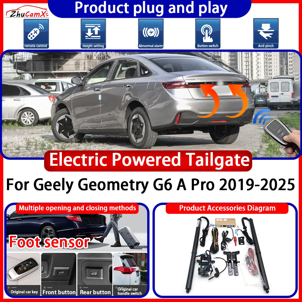 ZhuCamX OEM Powered Tailgate for Geely Geometry G6 A Pro 2019-2025 System anti pinch Smart Intelligent Control Gate Lift Kit
