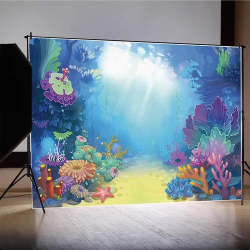 Imagen 2 del producto MOON.QG Fondo marino de acuario submarino, fondos de peces oceánicos para fotografías, sesión fotográfica de cumpleaños, papel tapiz de fondo para Baby Shower