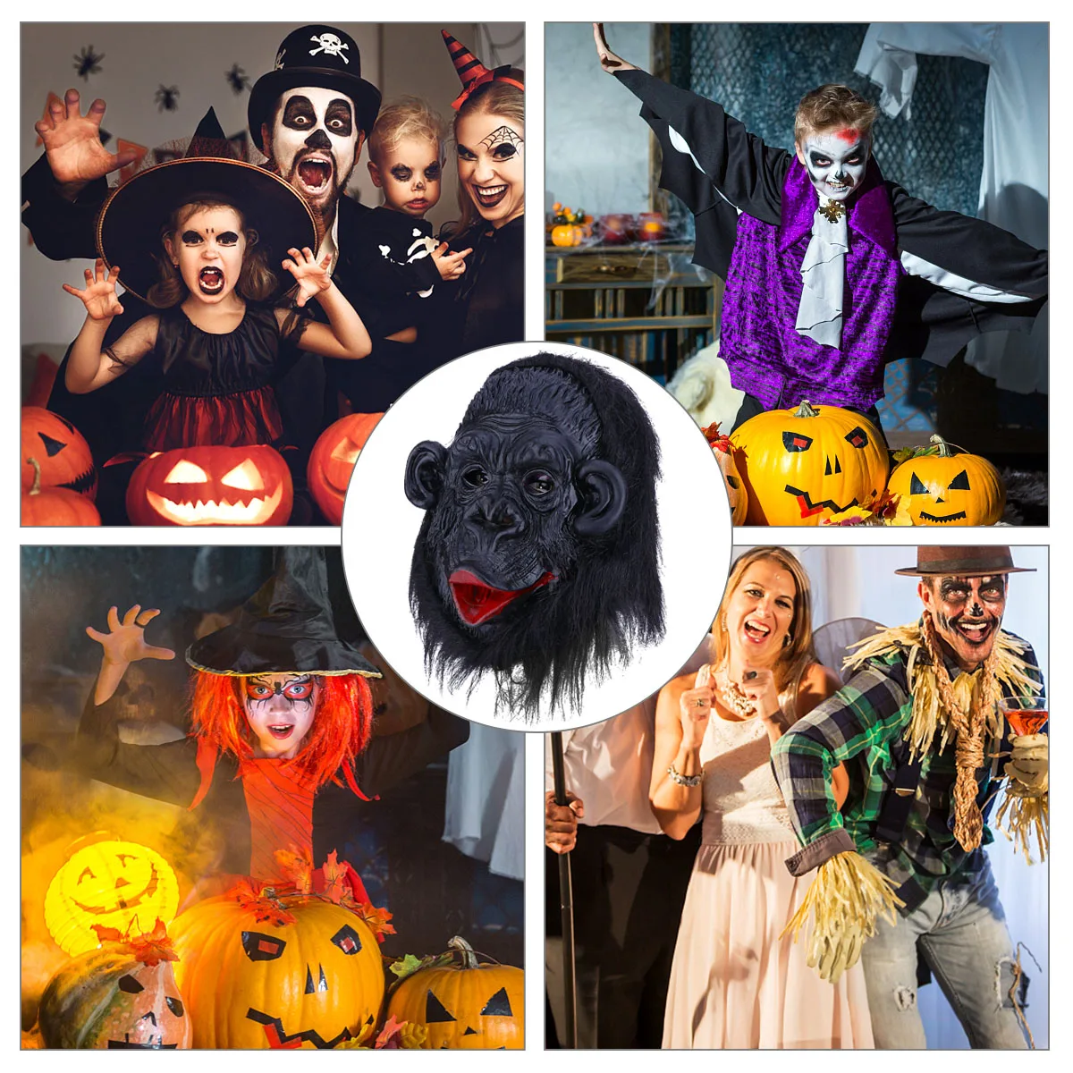 1pc Orangutan Head Mask Scary Halloween Monkey Decoration Comfortable Wear Creative Appearance Novelty Face Mask Cosplay Party