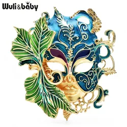 Wuli&baby Big Magic Face Brooches For Women Unisex Charming Enamel Beauty Lady Figure Party Casual Brooches Pins Gifts