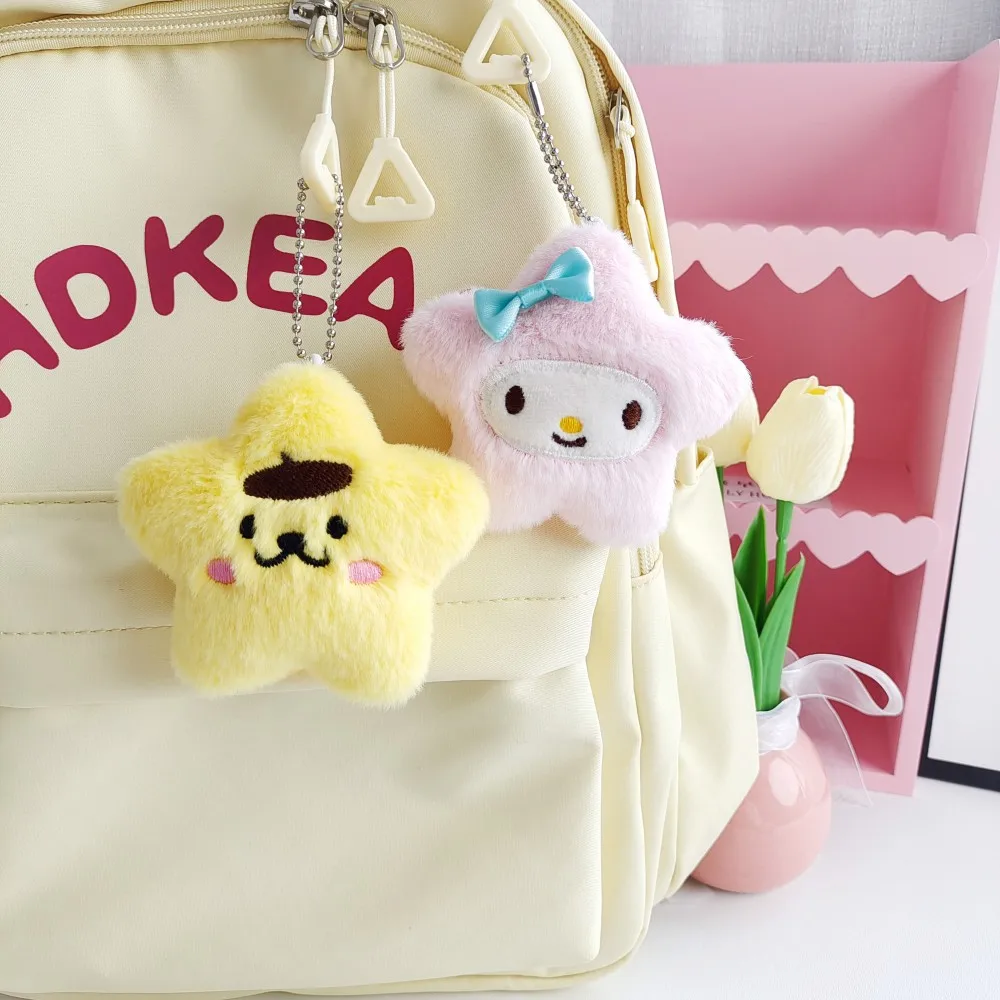 Sanrio pluszowa gwiazda wisiorek Cartoon Hello Kitty Kuromi Melody miękka wypchana lalka brelok brelok do kluczy samochodowych plecak prezent dla dzieci