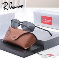 RBsunny gafas de sol de montura fina de aleación de moda para hombres y mujeres UV400 gafas de ciclismo rectangulares gafas polarizadas para deportes al aire libre