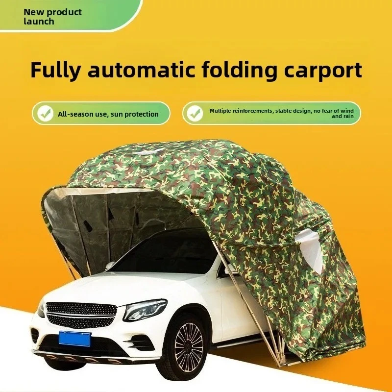 Manual Folding Carport Telescopic Folding Garage Household Outdoor Sunscreen Awning Mobile Parking Shed