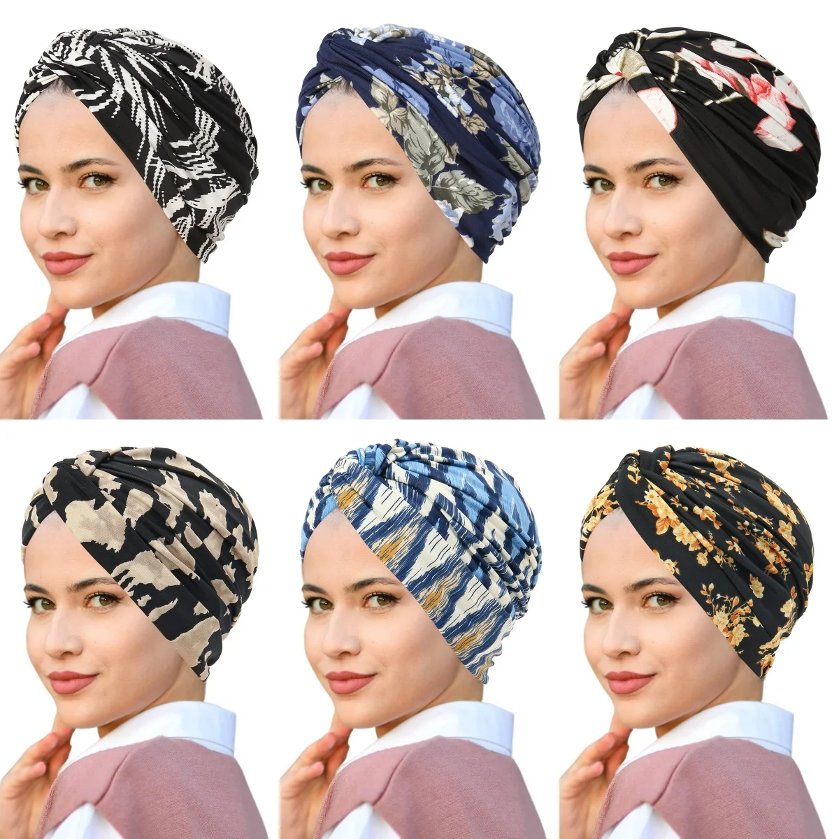 

Новая модная тюрбан-шапка с принтом 2026 года для женщин: мусульманский хиджаб, исламская шапка для химиотерапии, головной платок, женский головной убор, индийский боннет