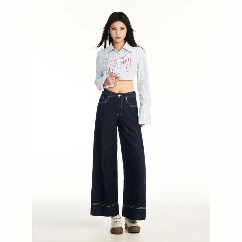 

Loose High-waisted Nine-inch Wide-leg Jeans. New Fashionable and Versatile Casual Straight-leg Jeans for Women in Four Seasons
