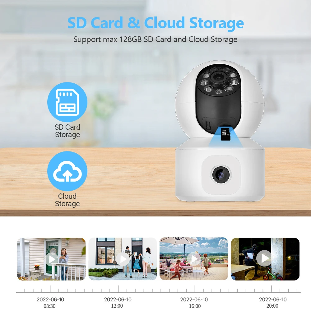HAMROLTE 2K 4MP WiFi Camera Dual Screens Motion Detection Two Way Audio Indoor 4MP Mini PTZ Security IP Camera Baby Monitor
