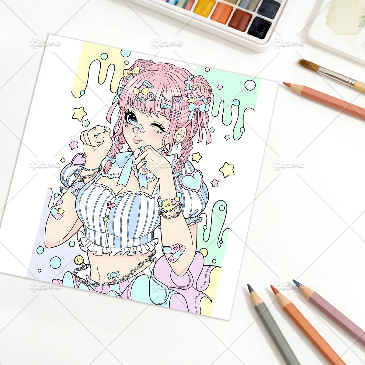 DECORA GIRLS Malbuch für Erwachsene mit Cartoon-Motiven und Einfachen Mustern zur Entspannung, DIY Mal- und Zeichenbücher für Jugendliche – Detail 9
