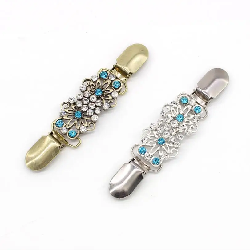 New alloy blue diamond sweater clip European and American temperament women's cardigan bundle buckle shawl clip