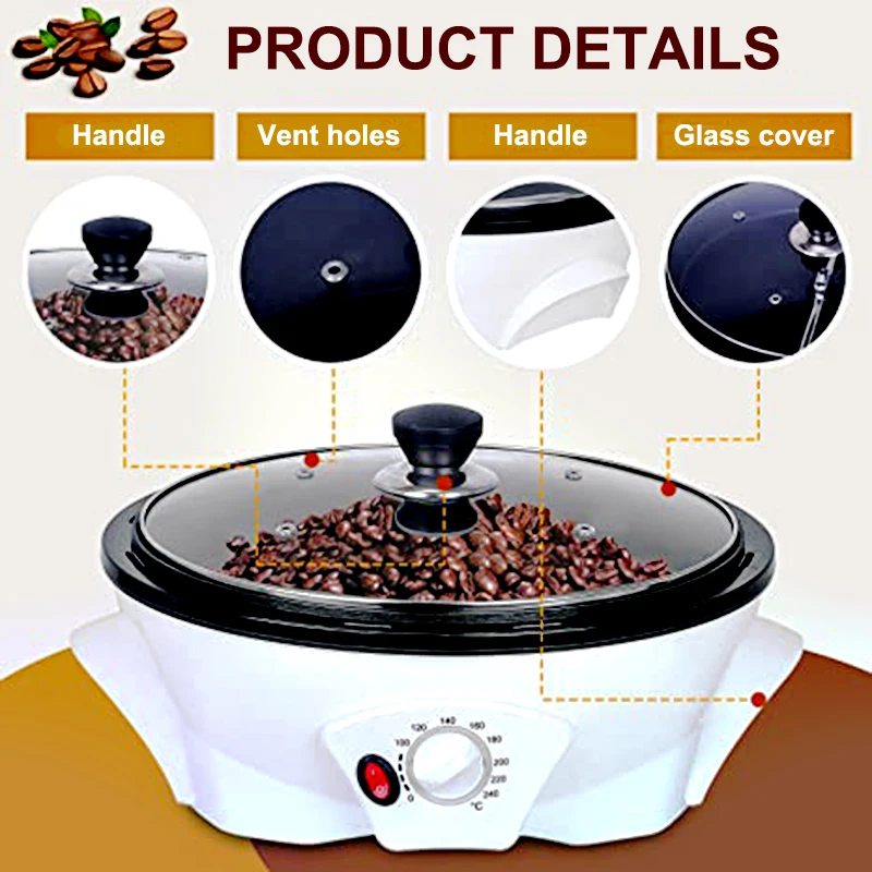 Coffee Bean Roasters Machine Automatic Multi-use Baker for Household Peanut Cafe With Timer Large Capacity