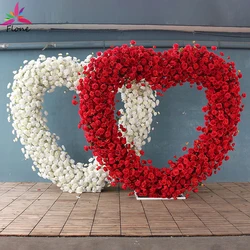 Heart-Shaped Wedding Decoration with Frame, Artificial Rose, Floral Party Backdrop Decor Stand, Red Rose, Luxury