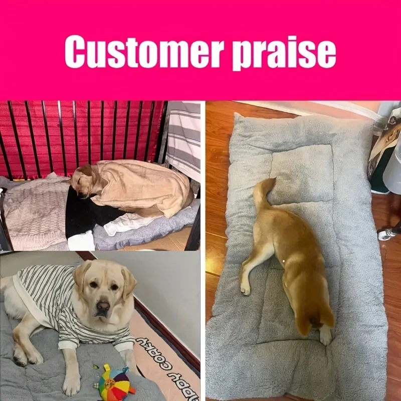 Oversized Plush Dog & Cat Bed, Sofa Crate Pad, Ultra Soft Polyester Pet Mat for All Sizes, Adorable Rectangle Couch