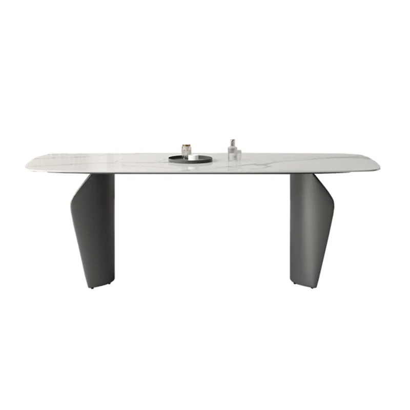 

//Italian Light Luxury Modern Slab Dining Table Rectangular Stone Artificial Marble Top Dinning Table And Chair Set For 8 Marble