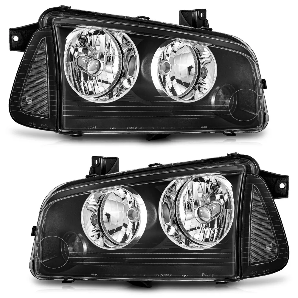 For 2006-2010 Dodge Charger Headlights Headlamps W/ Corner Lights L+R Pair