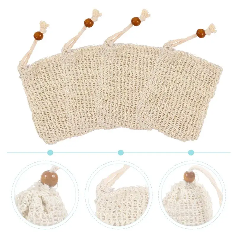 1pc Soap Exfoliating Bag Natural Sisal Soap Saver Bags Handmade Soap Bubble Mesh Bags Exfoliating Mesh Soap Bag Dropshipping