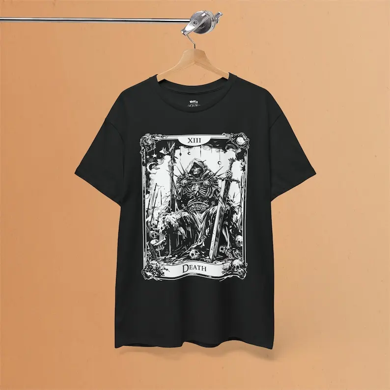 

DEATH Tarot Card TShirt Death Shirt, Skeleton Shirt, Witchy Clothing, Occult Clothing, Gothic Alt Shirt, Tarot Shirt