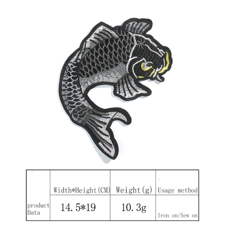Patches Chinese Style Carp Embroidery Pattern Cloth Sticker, Clothes Repair Hole DIY Decorative Accessories Patch Sticker