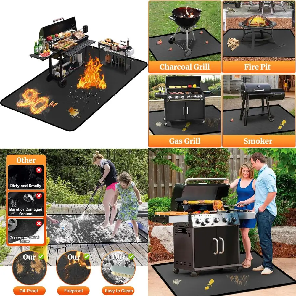 

Double-Sided Outdoor Grill Mat - Fireproof, Waterproof, Oil-Resistant for Decks and Patios