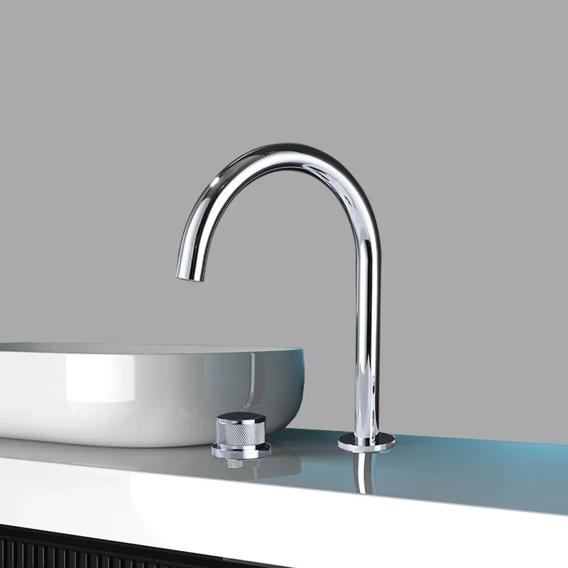 Total Brass 28CM tall Brushed Gold Bathroom Faucet Gray Basin Faucet Hot and Cold Chrome Widespread 2-holes Black Sink Faucet