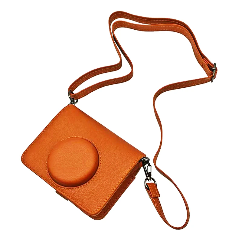 Retro Leather Case For Fujifilm Instax Mini EVO Instant Camera Storage Bag Silicone Cover Protective Shell with Shoulder Strap