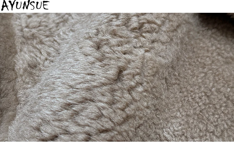 معطف فرو من جلد الغنم الطبيعي من AYUNSUE للنساء جاكيت من الجلد الحقيقي سترات شتوية دافئة فضفاضة تناسب الملابس النسائية الفاخرة Schulaba Жénska #3