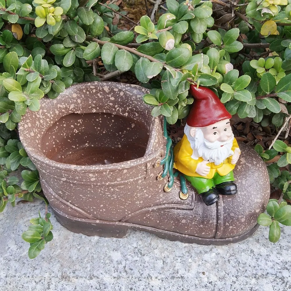 

Cartoon Shoes Dwarf Flower Pots Resin Crafts Handmade Planters Pot Funny Waterproof Succulents Flower Pot