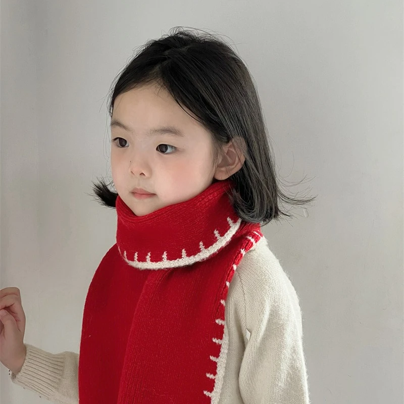 Winter Korean-style Knitted Scarf for Children, Fashionable and Warm Neck Warmer for Boys and Girls, Trendy for Babies